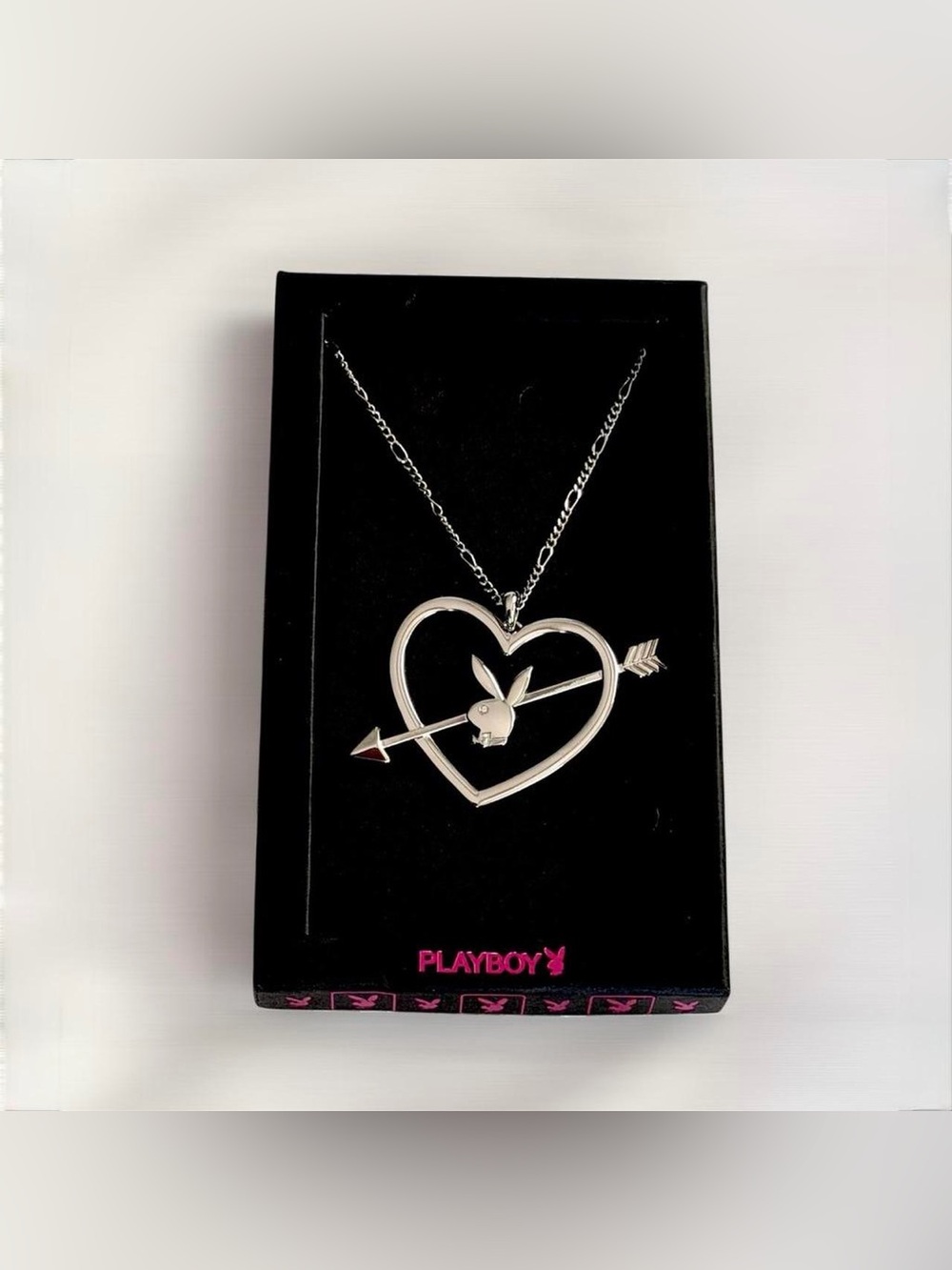 Playboy Y2K heart arrow bunny necklace NIB